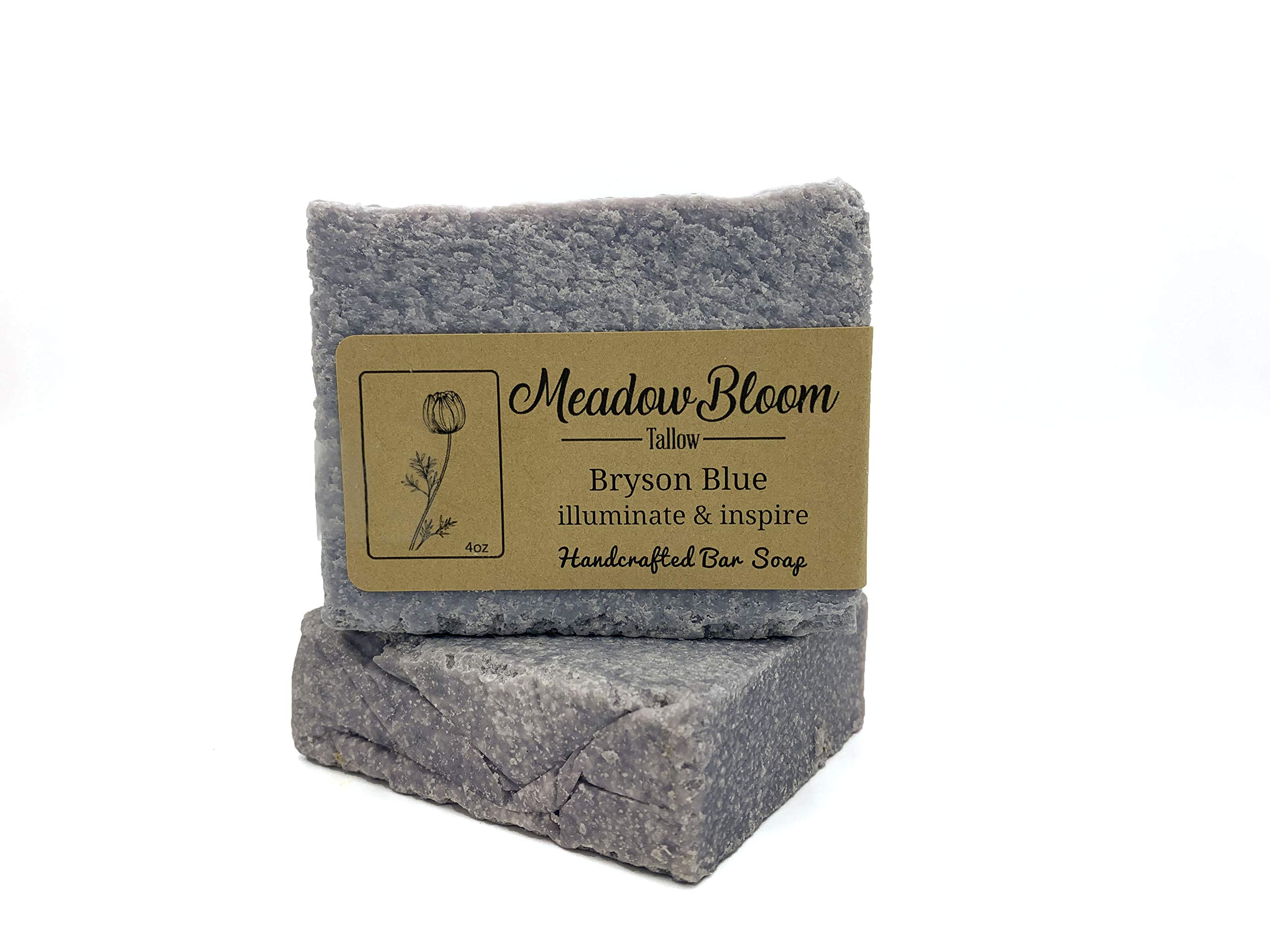 Meadow Bloom Tallow Bar Soap - Sea Salt & Patchouli 2 Pack - Made with All Natural 100% Grass Fed Tallow Handmade Soap Bar - Great for Face or Body Soap