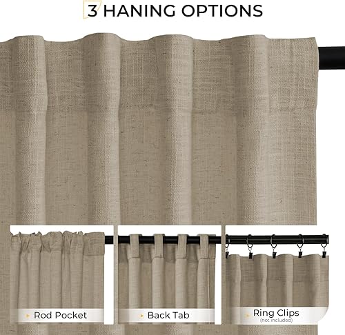 Miniatura 4 de INOVADAY Cortinas de lino blanco de 84 pulgadas de largo para sala de estar, dormitorio, cortinas traslúcidas de privacidad con pestaña trasera de