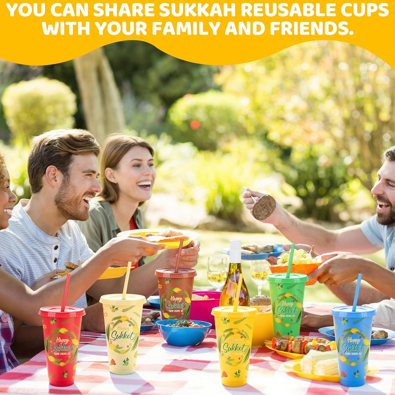 12Pcs Happy Sukkot Plastic Cups Sukkah Decorations Party Supply