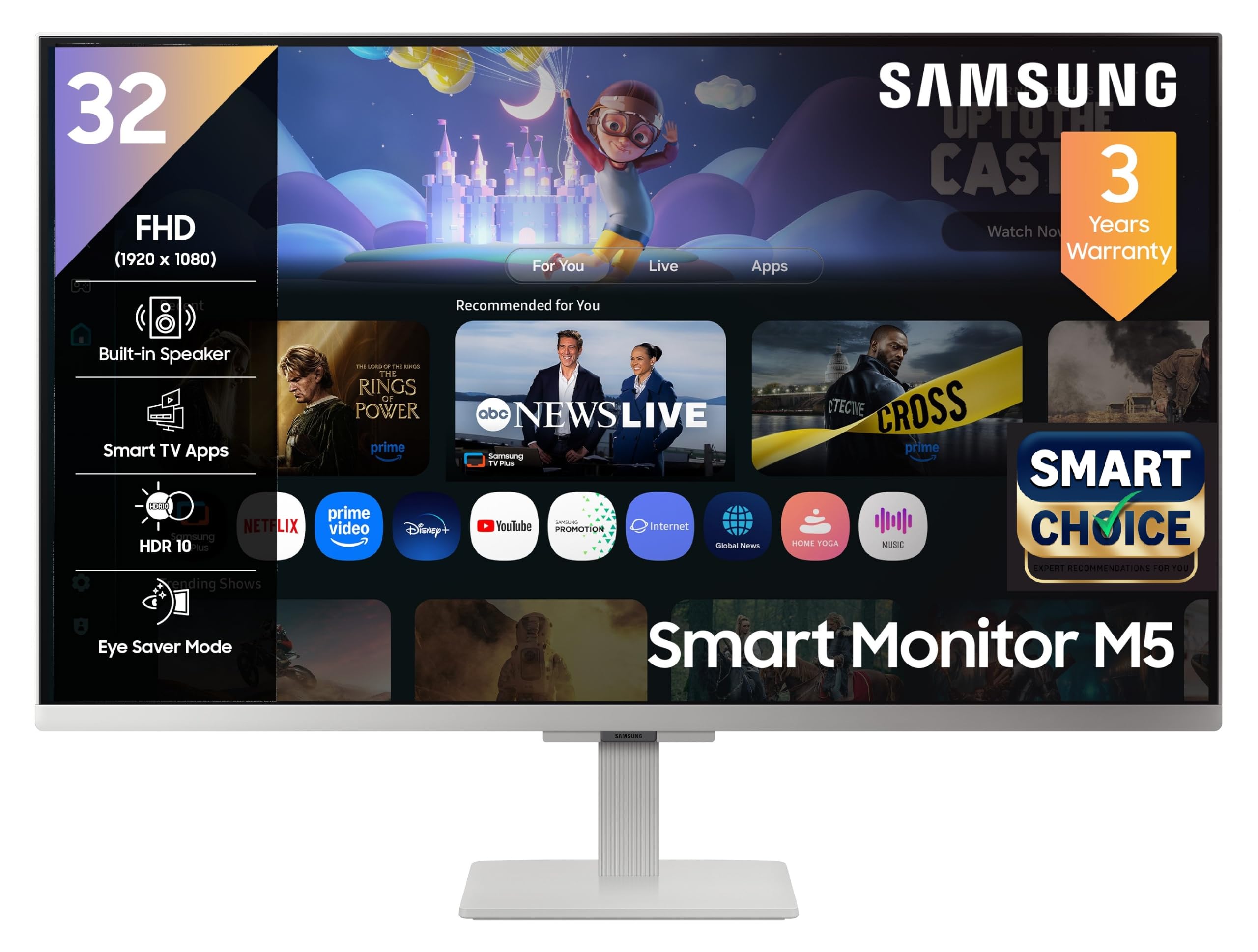 Samsung 32" (80cm) M5 Smart Monitor with Smart TV Experience|FHD 1920 x 1080|Screen Mirroring TV Plus|Speakers|Adaptive Sound|Wi-Fi|HDMI|Bluetooth|LS32FM500EWXXL|Black — Amazon image 16