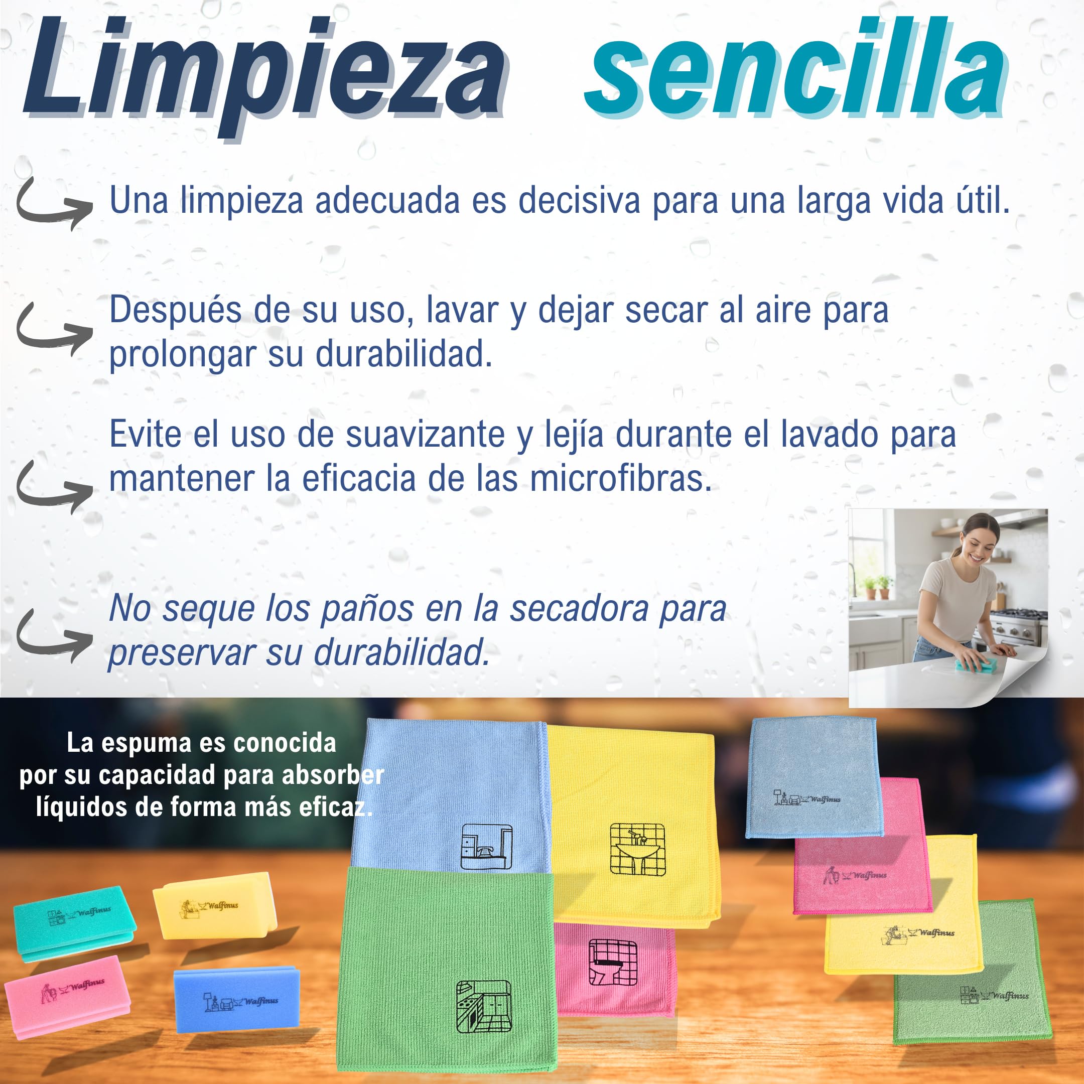 Hygiene XXL - Juego de 12 paños de microfibra para limpieza | Esponjas de limpieza con pictograma, sin rayas, sin arañazos, extraabsorbentes y lavables, sistema de color profesional.