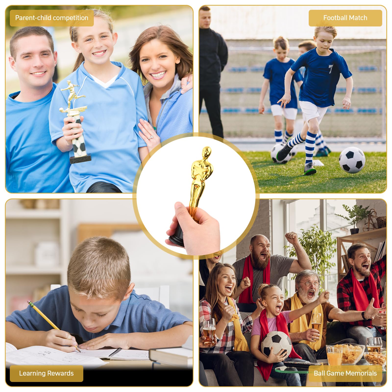 Mapille Mini Trofeos, 12 Piezas 15,2 cm, Trofeo de Plástico Oro con Figura de Estrella, Premio Escuela Actividades Deportivas Teatro Danza Graduación - 4