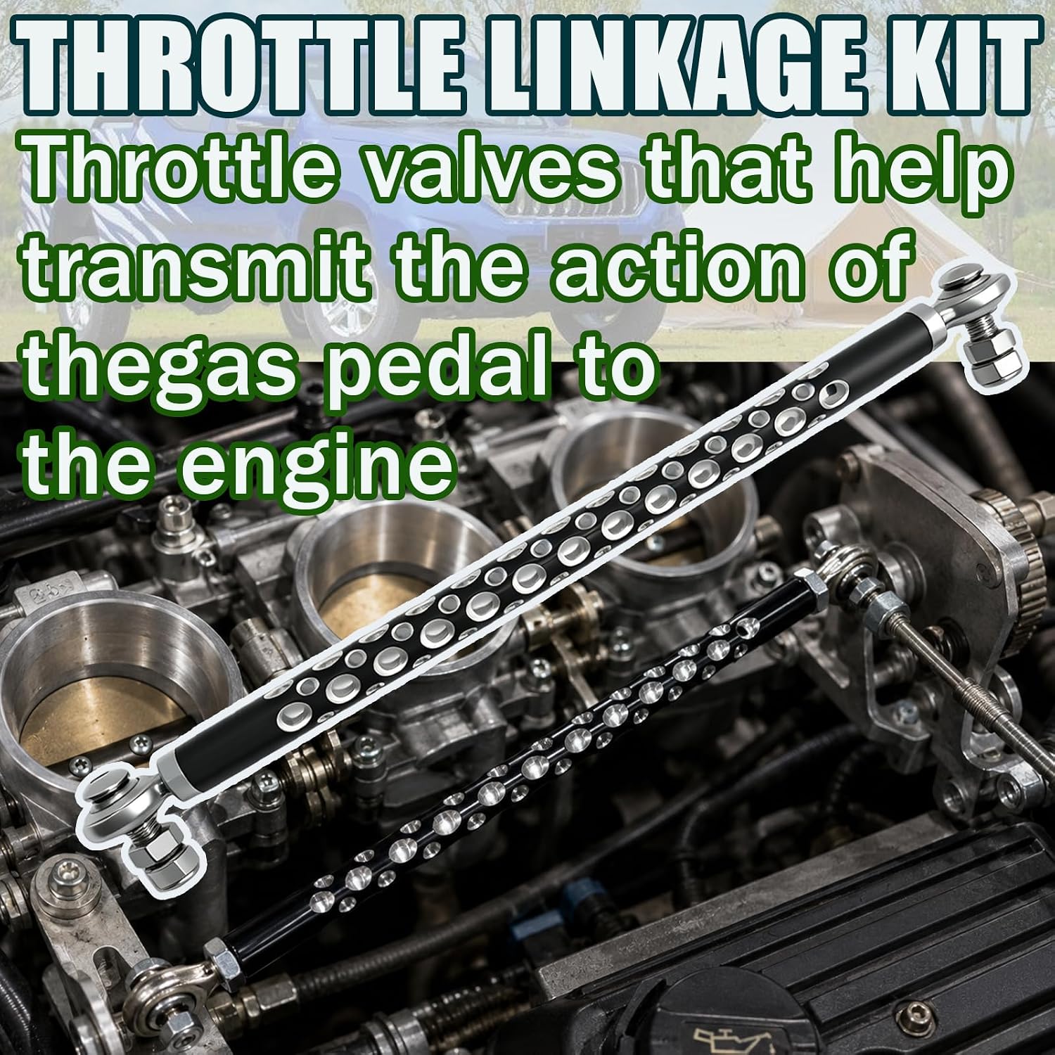 11.75" Throttle Linkage Adjustable - Throttle Rod - Upgrade Throttle Linkage Kit device can be adjusted from 10-1/4" to 11-3/4" inches.