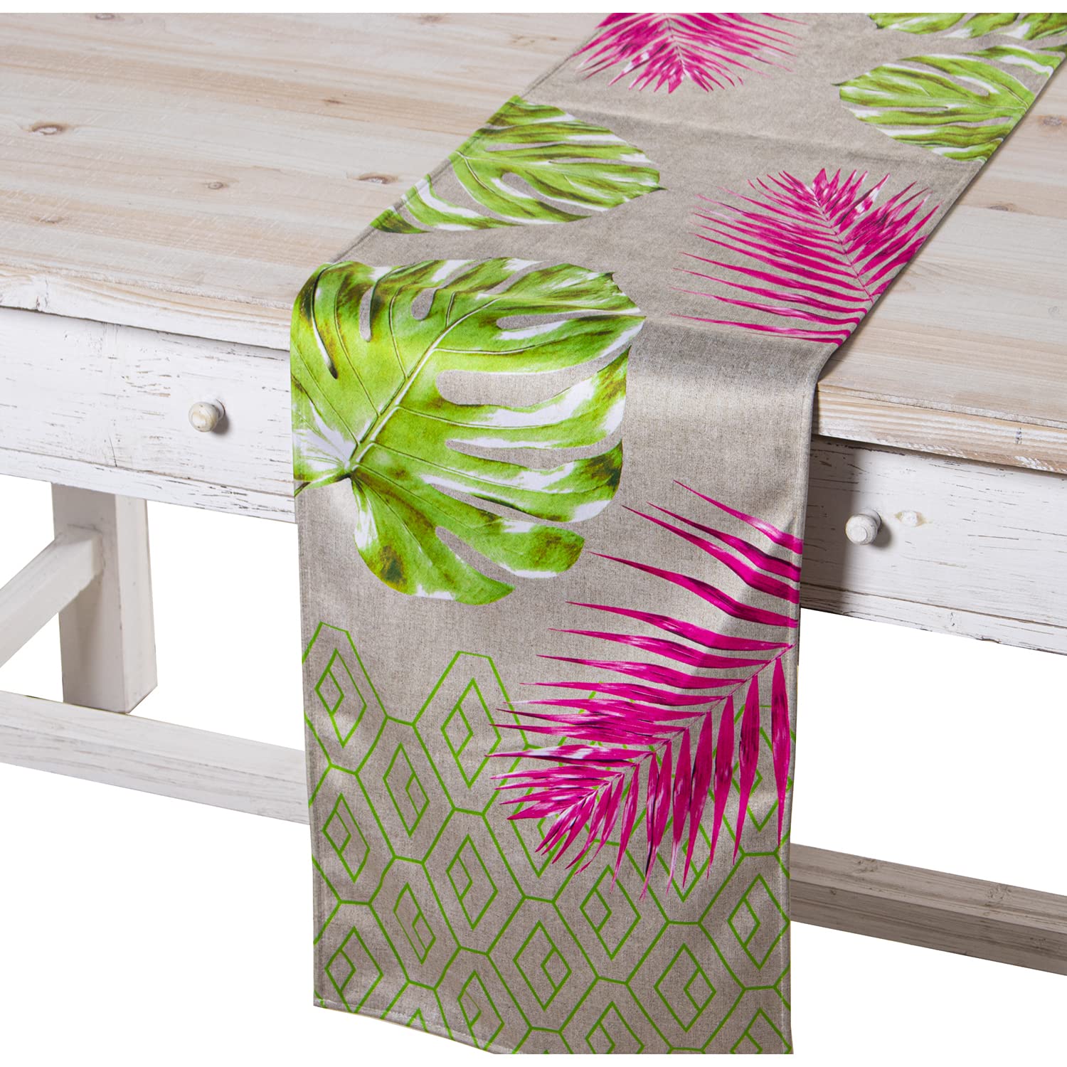Chemin de table selva flúor Venecia pour décoration de repas exotique chic