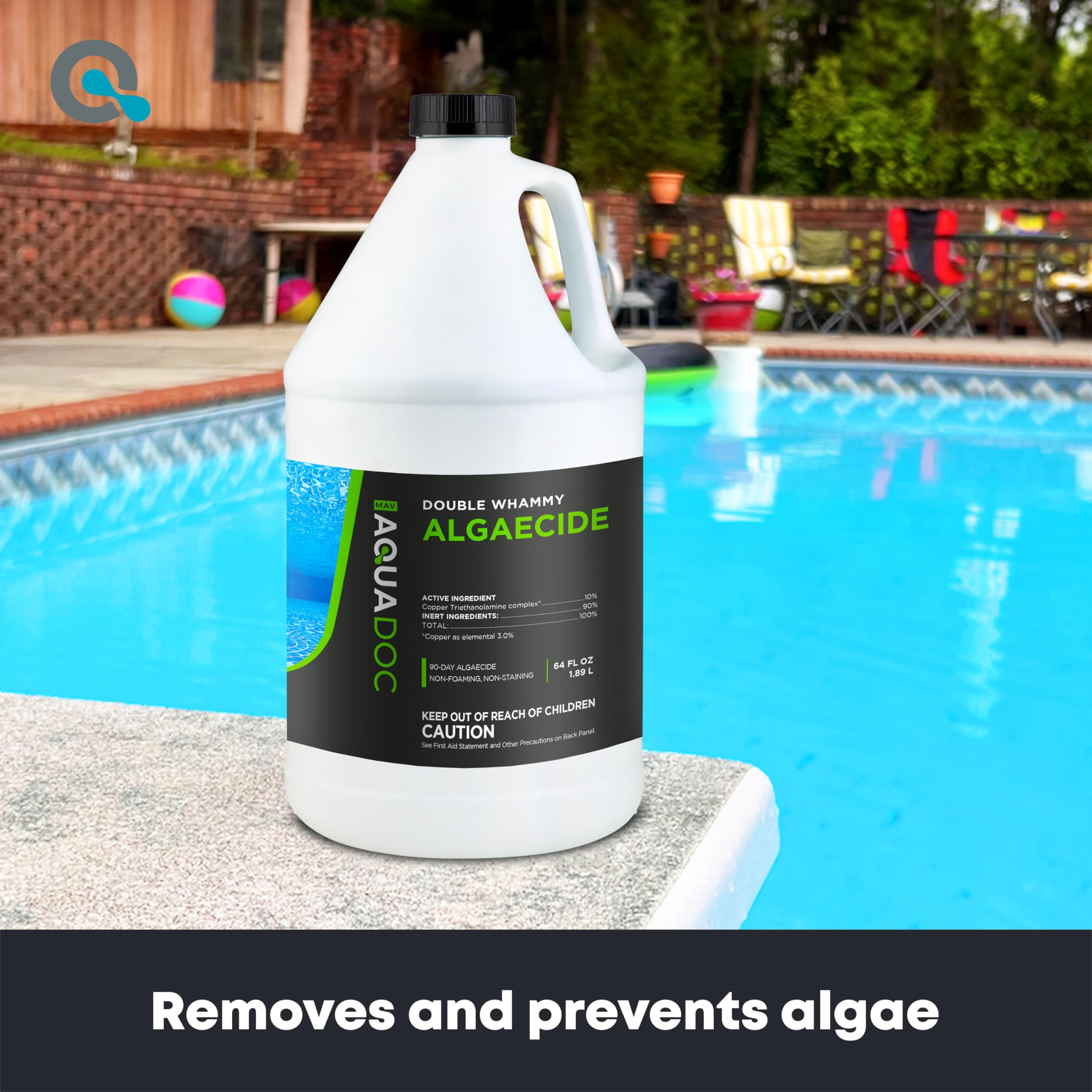 AquaDoc - Alguicida de cobre para piscina, 90 días para piscina enterrada, para prevenir y eliminar algas de piscina, súper algicida para apertura de piscina, 64 onzas