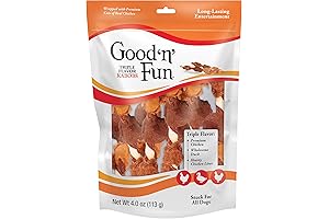Dog Treats on Sale: Good'n'Fun Triple Flavored Rawhide Kabobs, 4oz