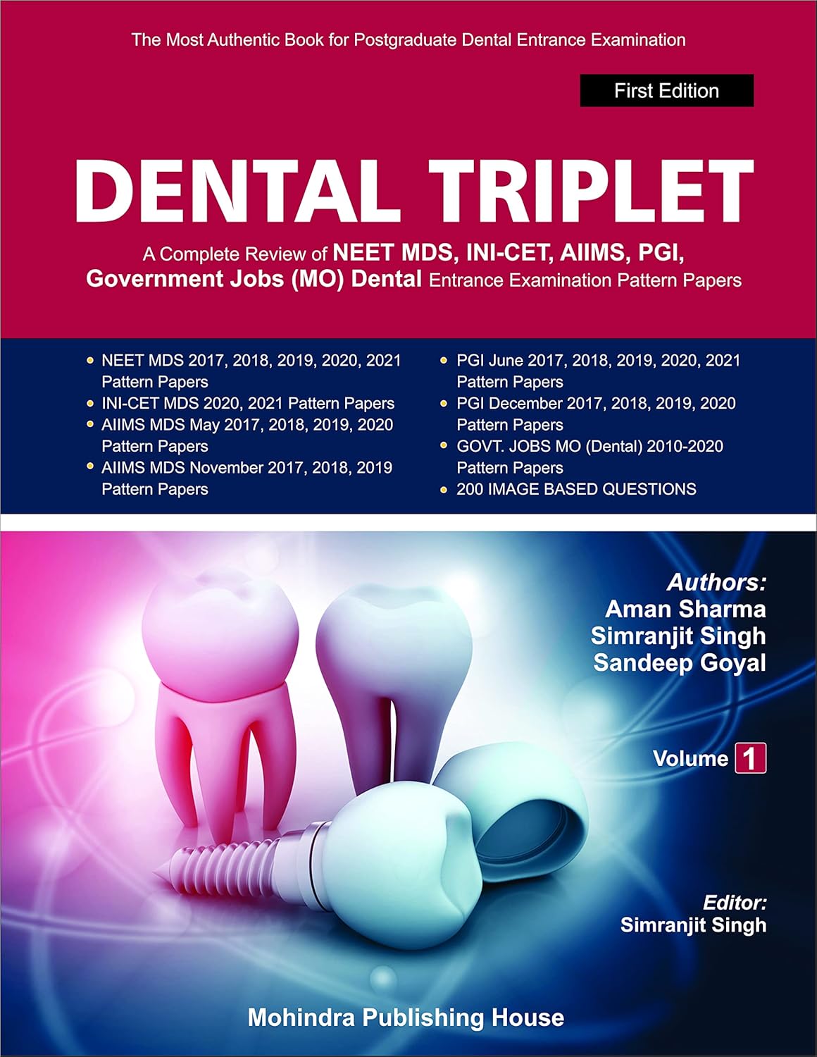 Buy Dental Triplet A Complete Review of NEET MDS, INICET, AIIMS, PGI