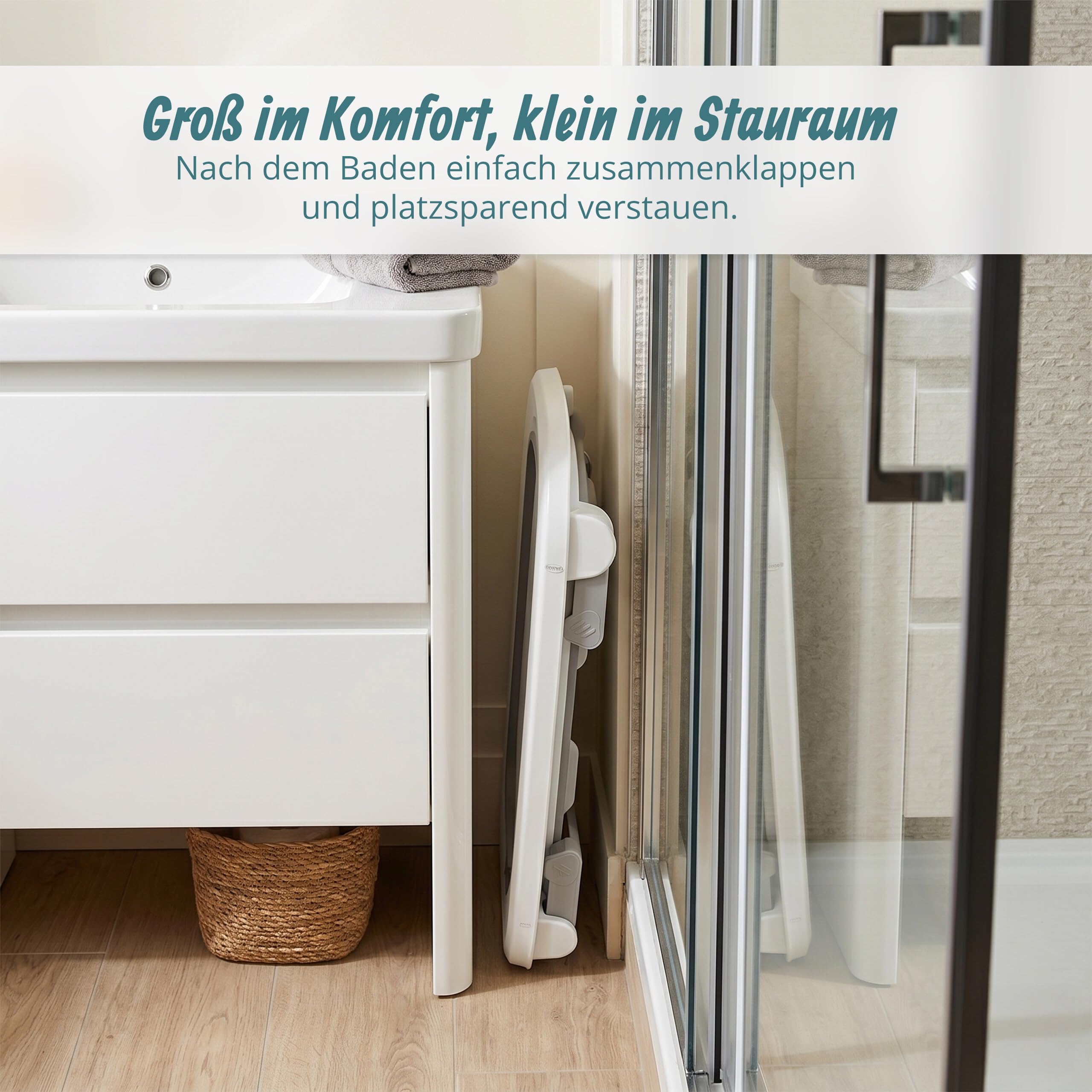 Relaxdays Babybadewanne faltbar, mit weichem Kissen, Babywanne, creme/grau