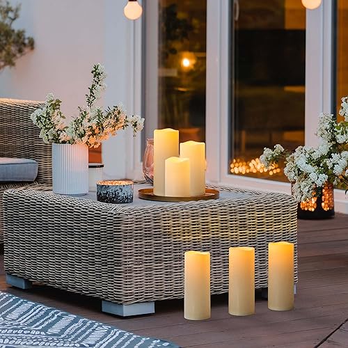 Miniatura 6 de Velas de pilar LED parpadeantes impermeables de 12 x 5 pulgadas para exteriores, funciona con pilas, con control remoto y temporizador para