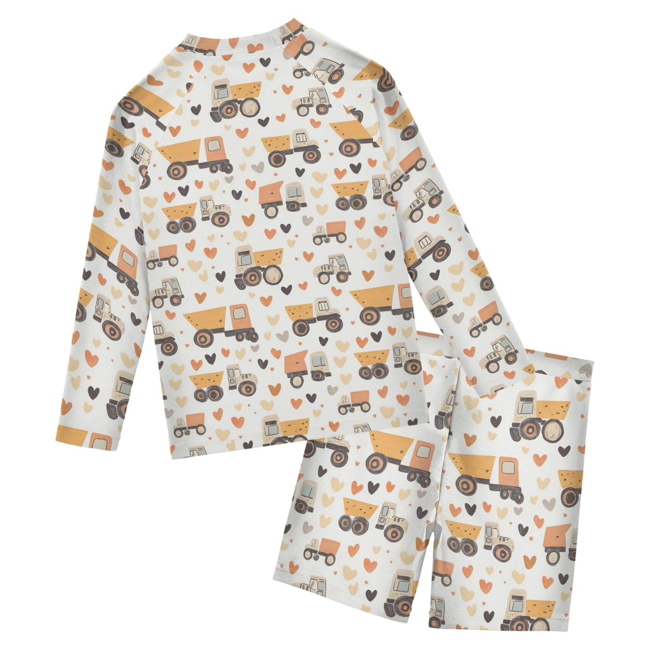 Car Tractor Toddler and Baby Boys' 2-Piece Swimsuit Trunk, Long Sleeve Rashguard Bathing Suit B0403649