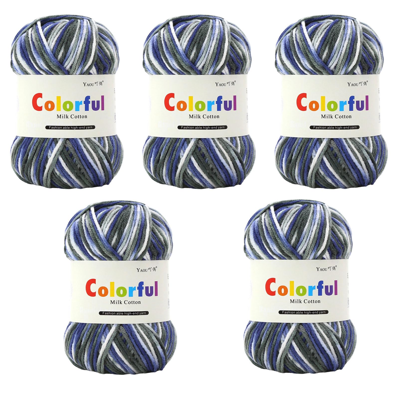 Tsophreniq 5Rolls Multicolored Acrylic Yarn Milk Cotton Yarn for Knitting Sweater Baby Clothing Scarves Blankets Sewing Projects Acrylic