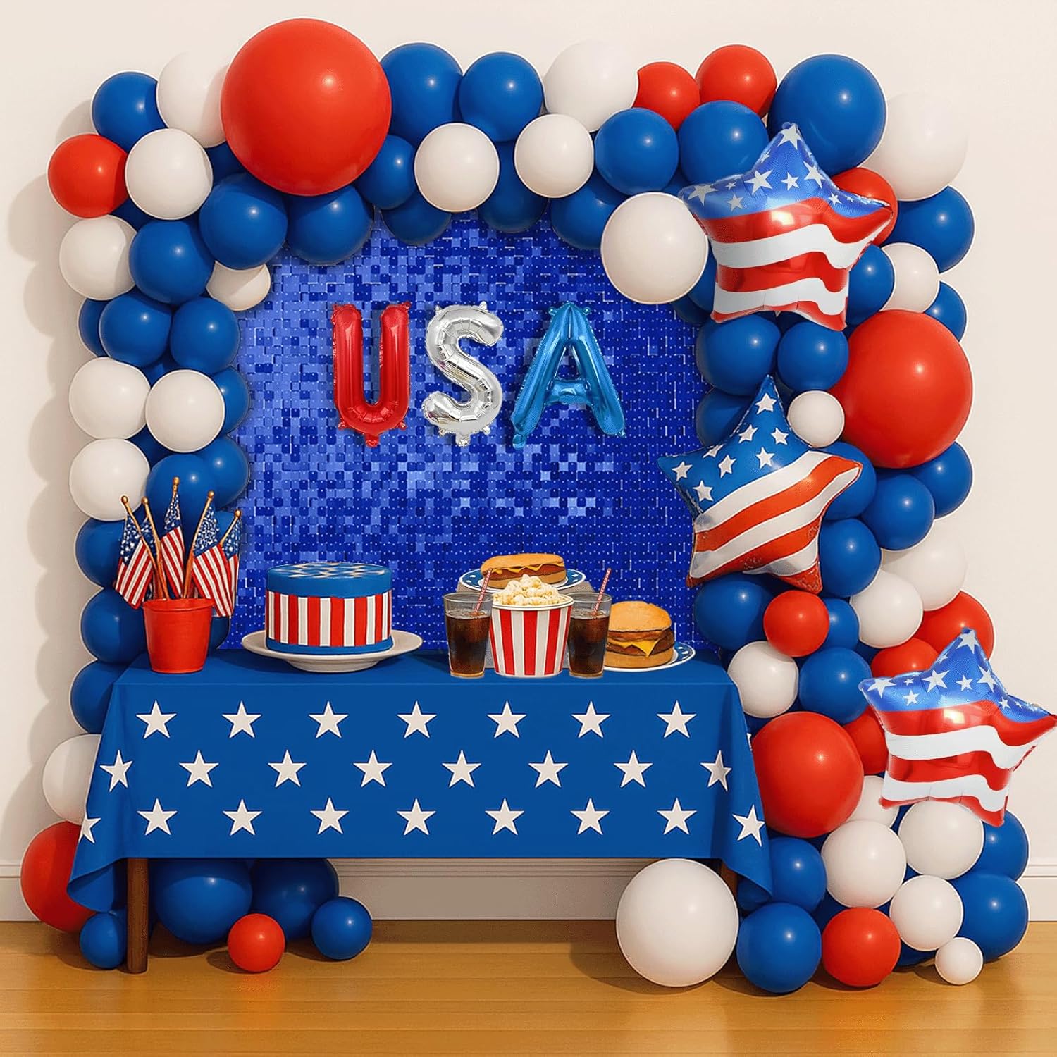 150PCS Red White Blue Balloon Arch Garland Kit – 4th of July Independence Day Decorations for Patriotic, Memorial Day, Veterans, Baseball Game, Nautical & Americana Party Decor