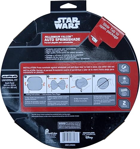 Miniatura 3 de Plasticolor 003747R01 Star Wars Millennium Falcon, pantallas solares con ventosa para ventanilla (2 unidades)