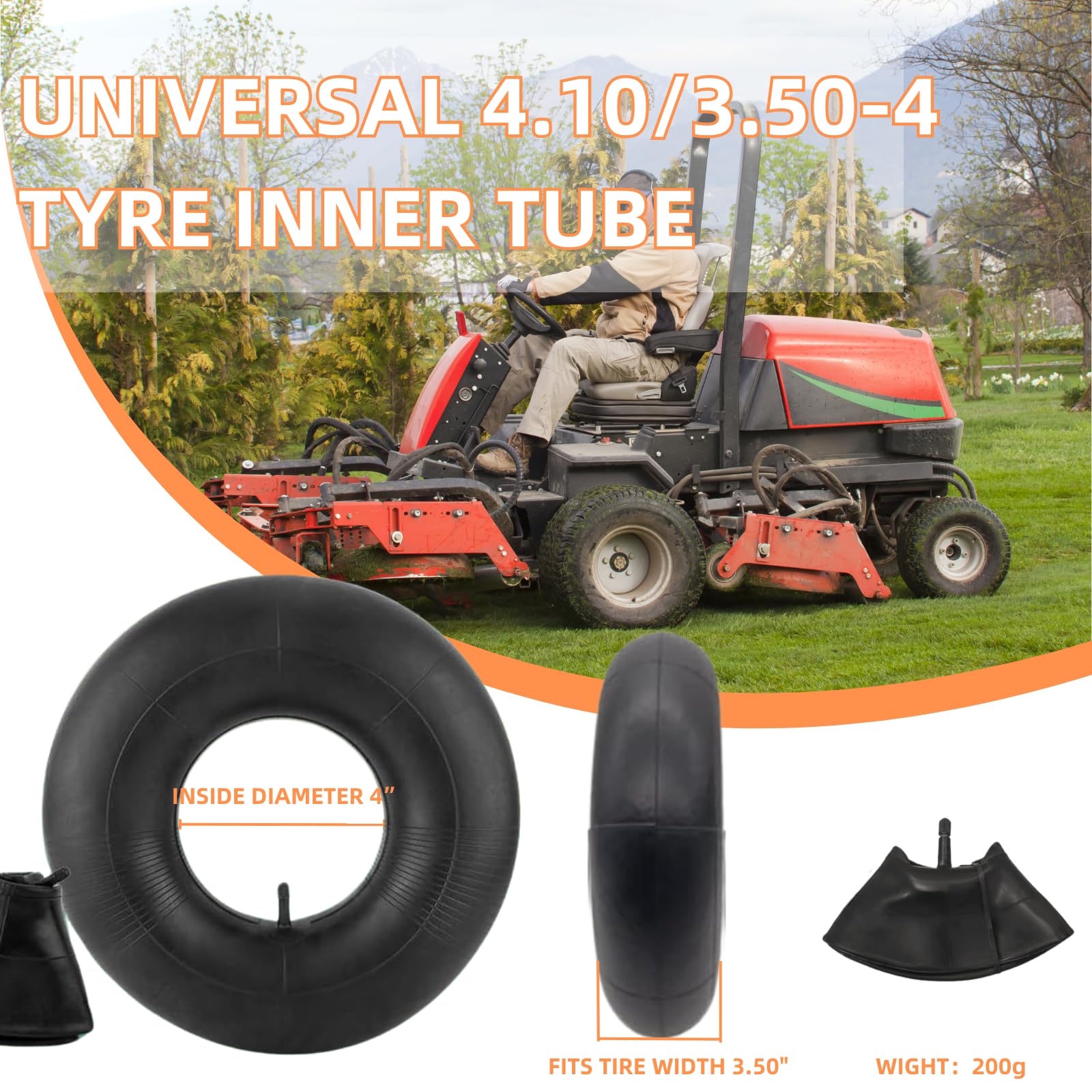 4.10/3.50-4 Camere d'aria di sostituzione pesante con tronco a valvola retta TR-13 (2 pacchetti) - per carrelli a ruote, tosatrici, camion manuali e altro ancora