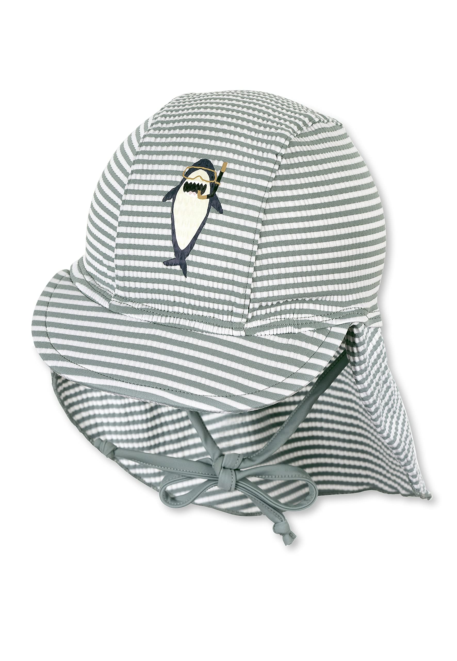 Sterntaler Schirmmütze Nacken Hai - Baby- und Kinder Mütze mit Nackenschutz und Bindeband - UV-Schutz 50+ Bademütze - Kopfbedeckung Schwimmbad und Strand - Unisex Bademode