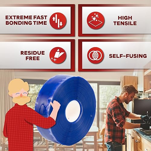 Miniatura 3 de XFasten Cinta autoadhesiva de silicona, para fusión 1 pulgada X 36 pies, negro