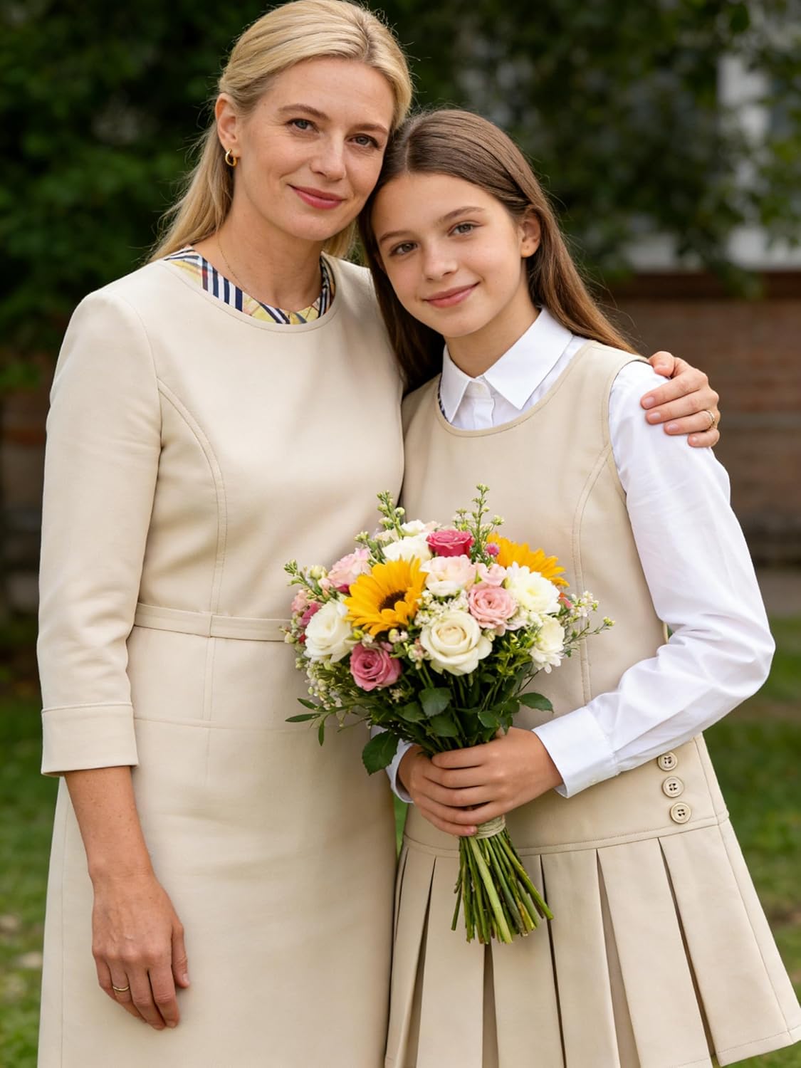 Bienzoe Girls School Uniform Jumper: Stretch Pleated Durable Kids Knee Length Sleeveless Dress - Image 4