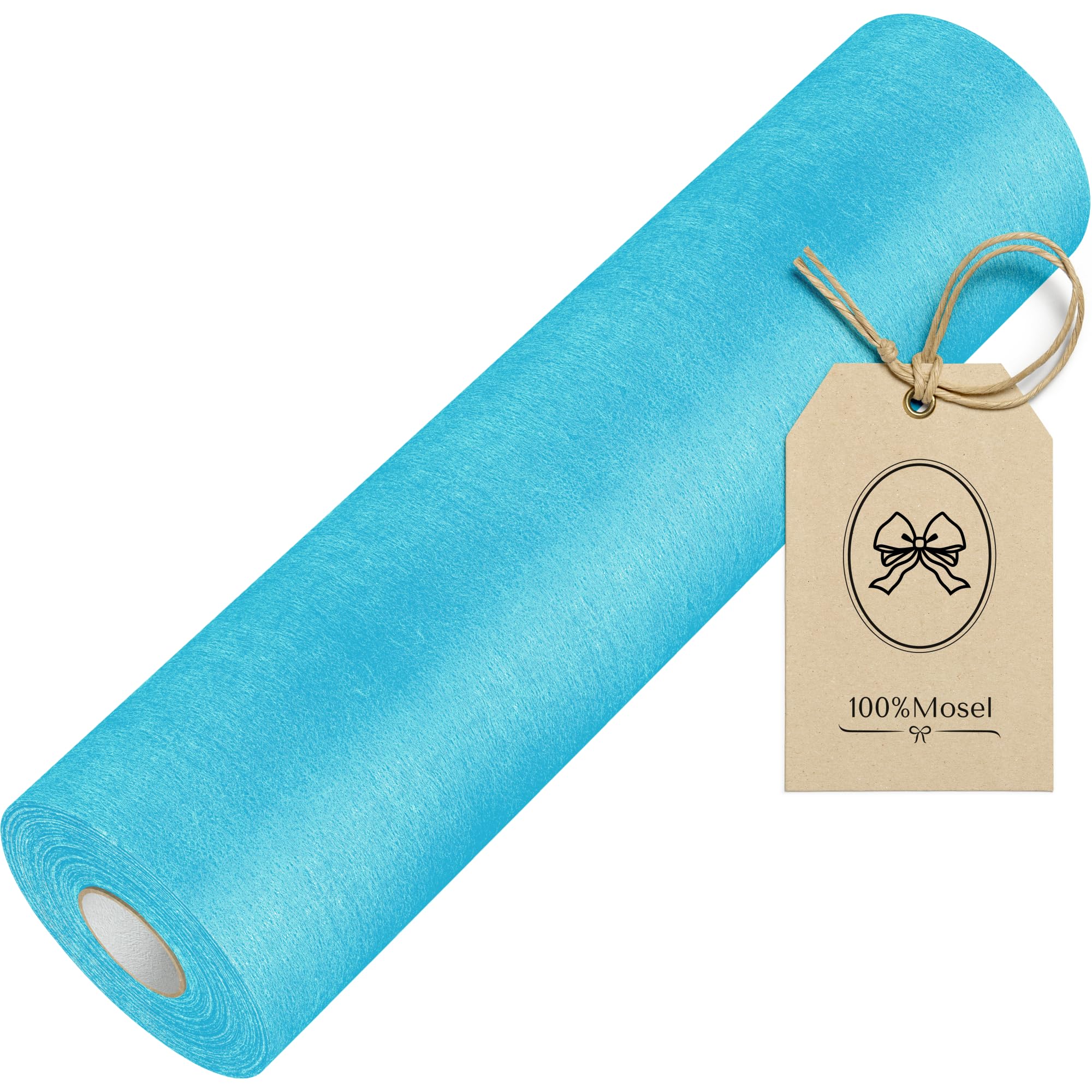 100%Mosel Vlies Tischläufer, in Aqua-Blau (30 cm x 25 m), dekoratives Tischband, edle Tischdeko für Geburtstage & Hochzeiten, Bunte Dekoration zu besonderen Anlässen