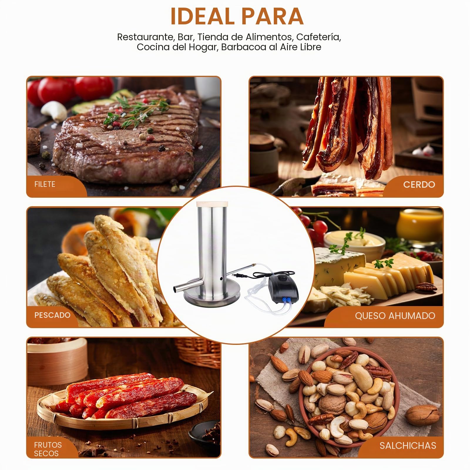 Generador de Humo Acero Inoxidable con Bomba | Ahumador en Frio Generador de Humo Frío Cocina Ahumador de Acero Inoxidable para Barbacoa Ahumar Carne, Pescado