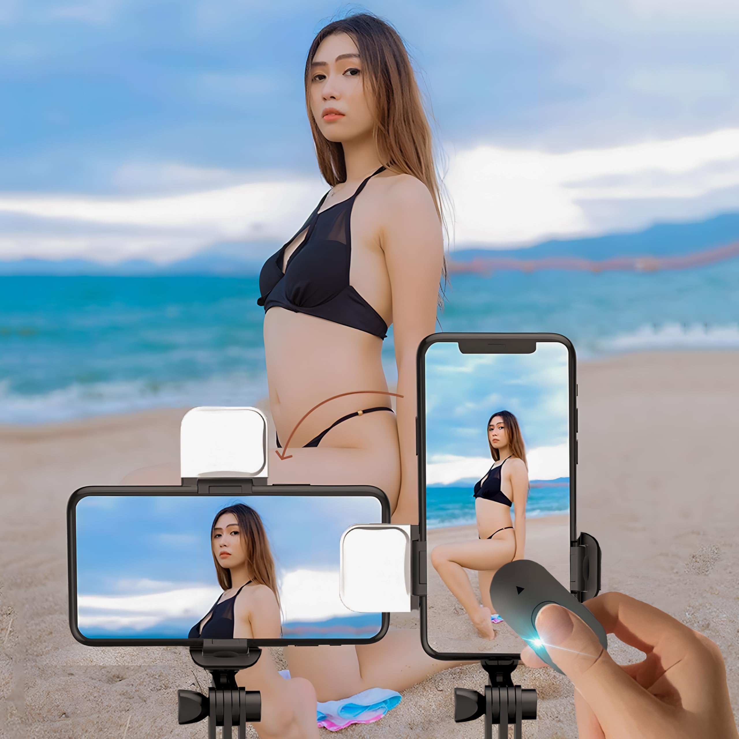 Retoo Selfie Stick Bluetooth Statyw Wysuwany Do 104 cm Telefon komórkowy Obrotowy 360° Stojak Bezprzewodowy Pilot Zdalnego Sterowania Smartfony