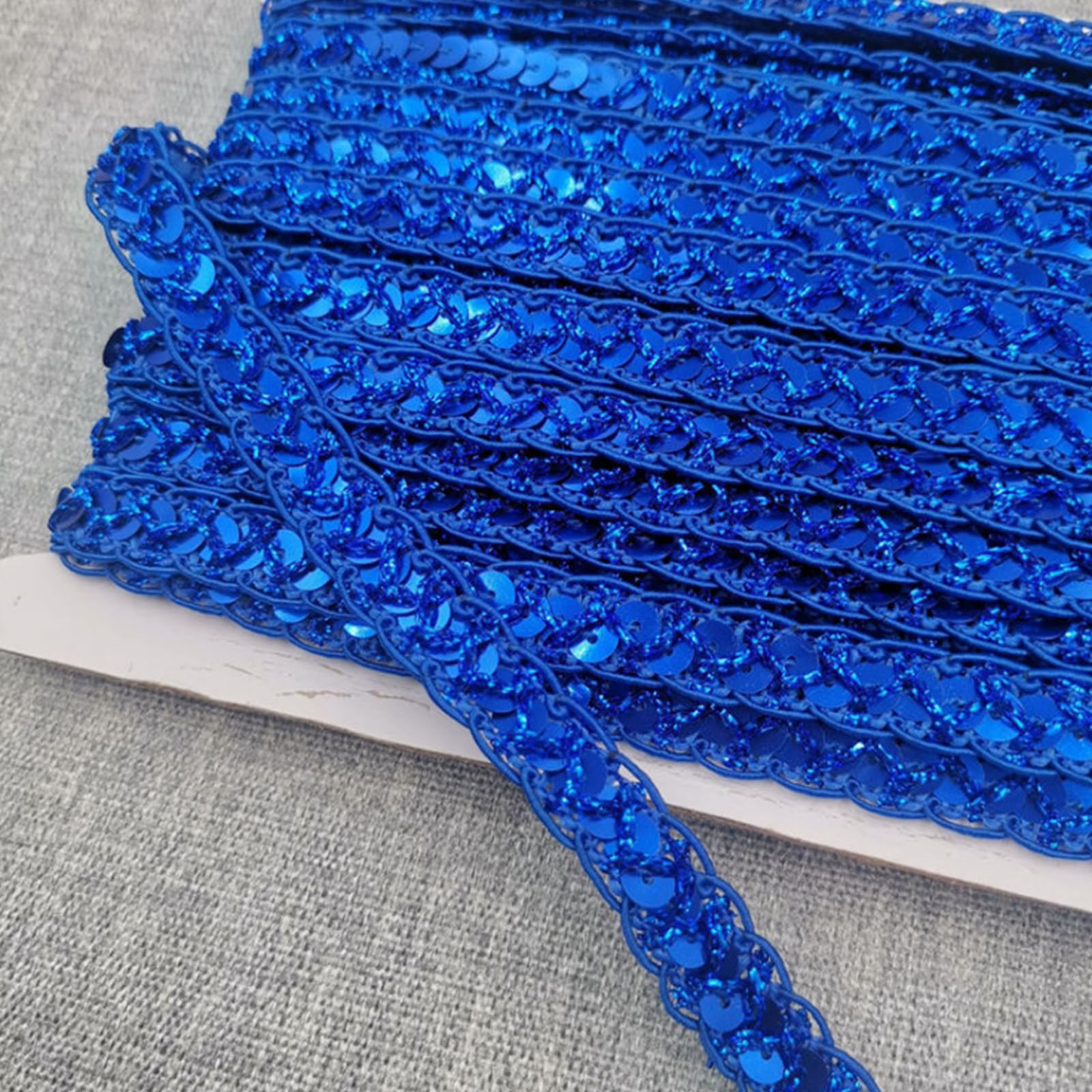 12M Blue Sequin Ribbon,Glitter Sequin Trim Fabric Paillette Ribbon Trim for Sewing Decoration,1CM - Image 3