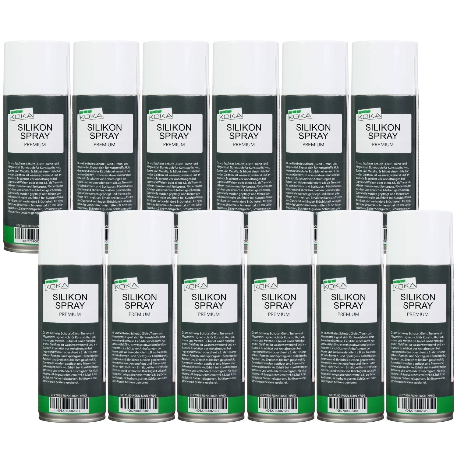 KOKA Silikonowy środek smarujący środek antyadhezyjny środek smarujący pielęgnacja gumy (12 x 400 ml)
