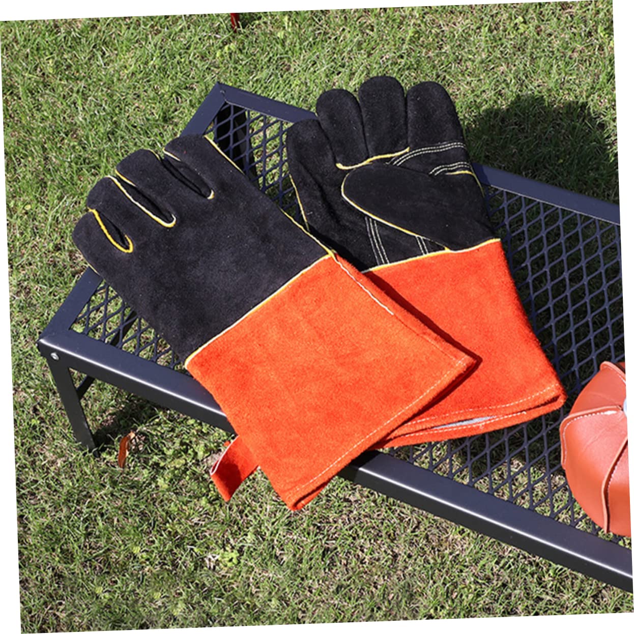 Guantes para Asar Resistentes al Calor, Guantes de Horno Resistentes al Desgaste, para Barbacoa al Aire Libre y Cocina, Diseño de Cinco Dedos, Antideslizante, Protección Integral