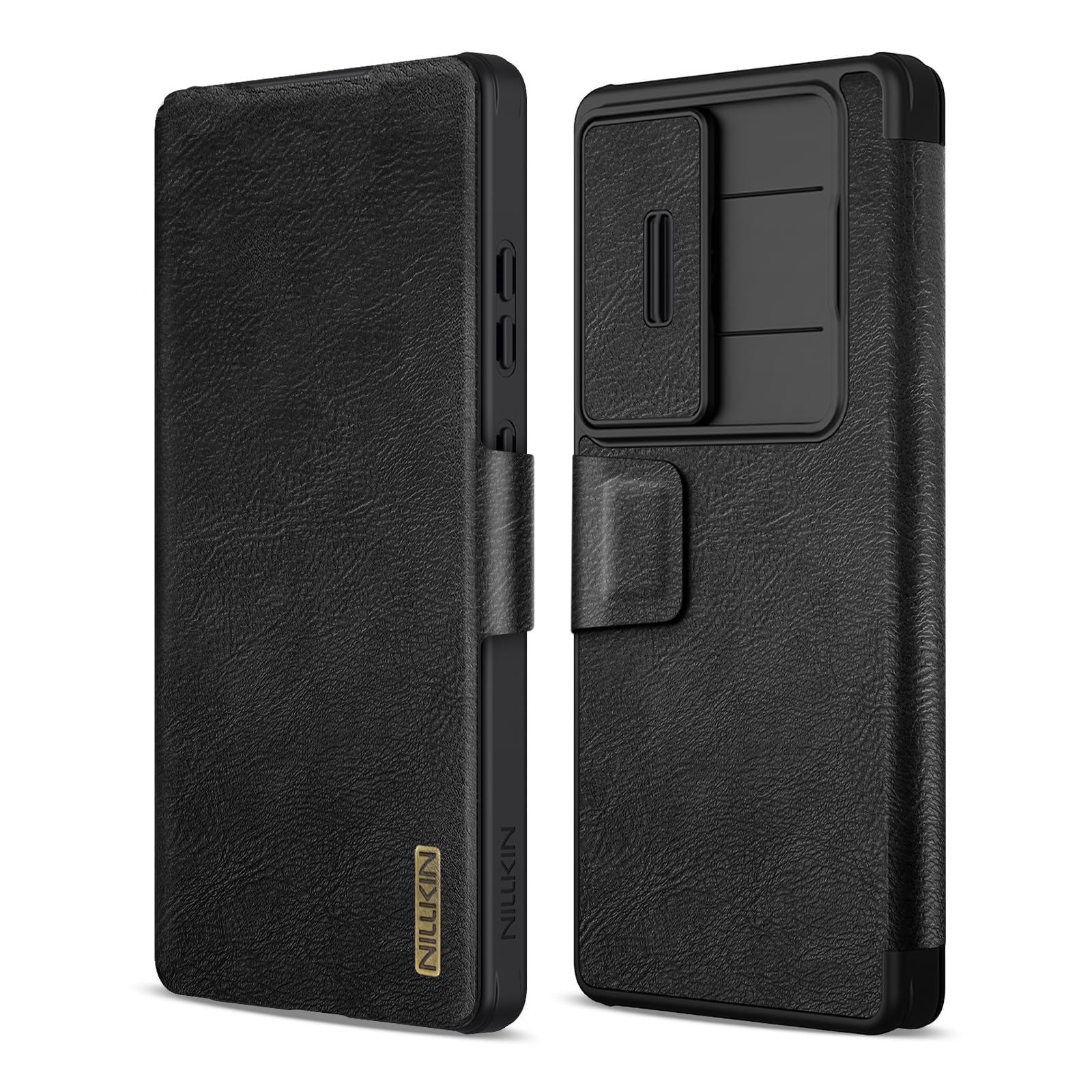 Nillkin Galaxy S25 Ultra ケース 手帳型 カメラカバー レンズ保護 カードポケット付き ギャラクシーs25ウルトラ / SC-52F / SCG32 スマホケース 高級レザー 手触りが良い マグネット内蔵 落下防止 耐衝撃 360°全面保護 擦り傷防止 薄型 上質 ビジネスに最適(ブラック)