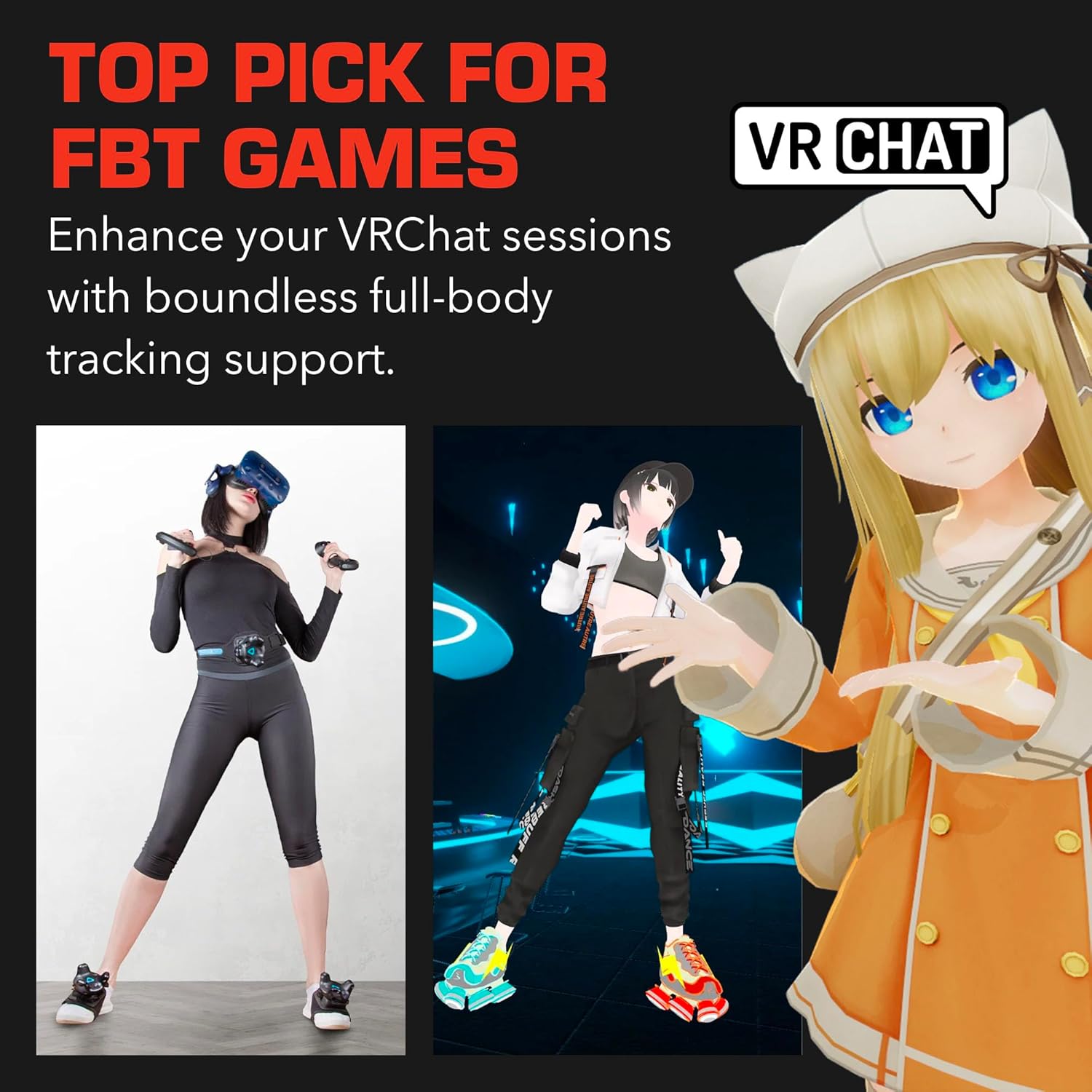 Rebuff Reality Trackstrap Plus Vive Ultimate Tracker Straps – Compatible for Vive Tracker 2.0, 3.0, Tundra Tracker – Dance Dash, VRChat Full Body Tracking, 20+ Hour Playtime, Trackers Sold Separately