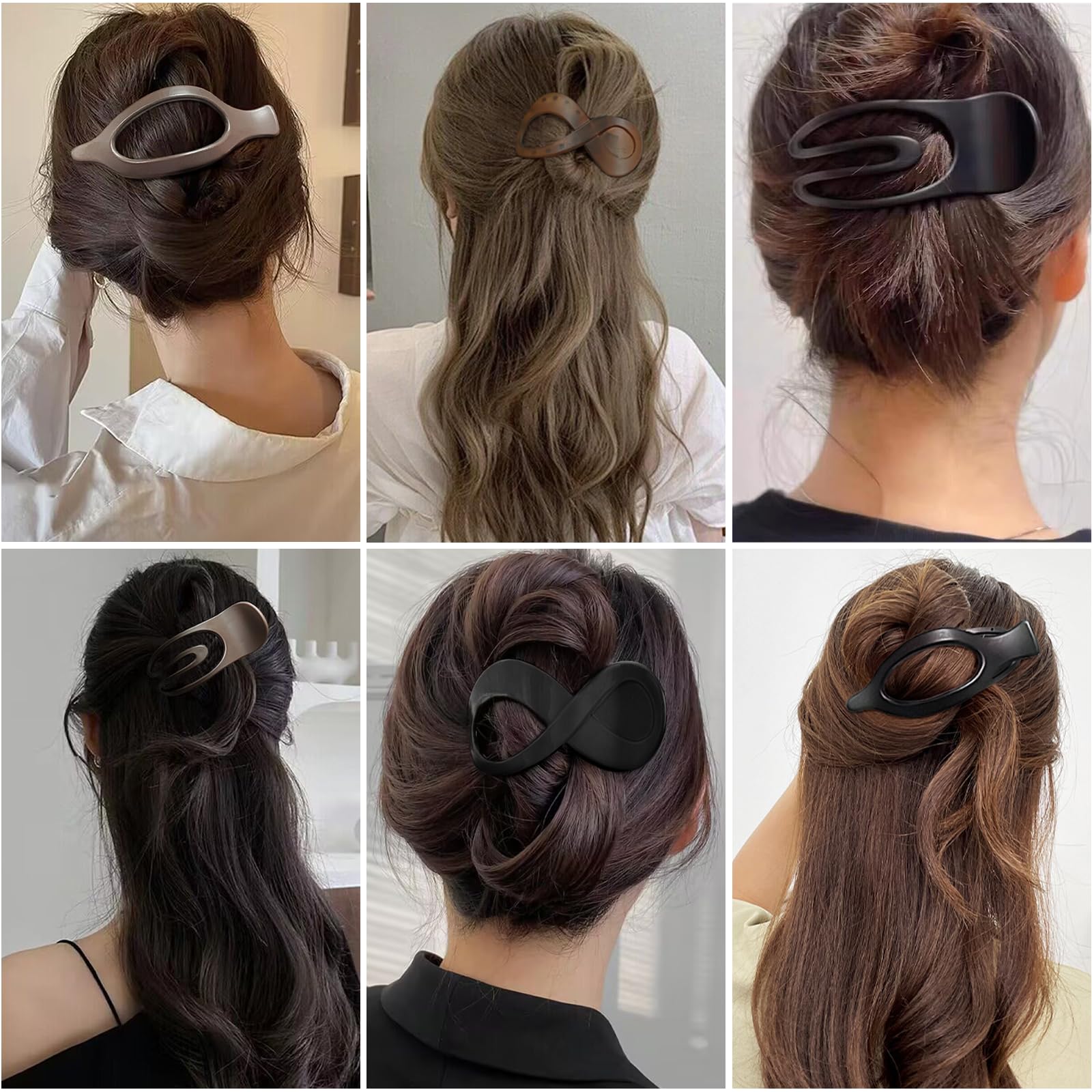 Hair Claw Clips 6Pcs Large Strong Hold Hair Clip for Thick Thin Hair French Matte Flat Hair Clamps Acrylic Nonslip Jaw Clips for Women and Girls (A) - Image 2