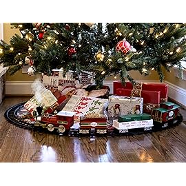 Lionel Battery-Operated North Pole Central Freight Toy Train Set with Bluetooth, Locomotive, Train Cars, & Track with Authentic Train Sounds, Lights, & Water Vapor Smoke Effects for Kids 4+