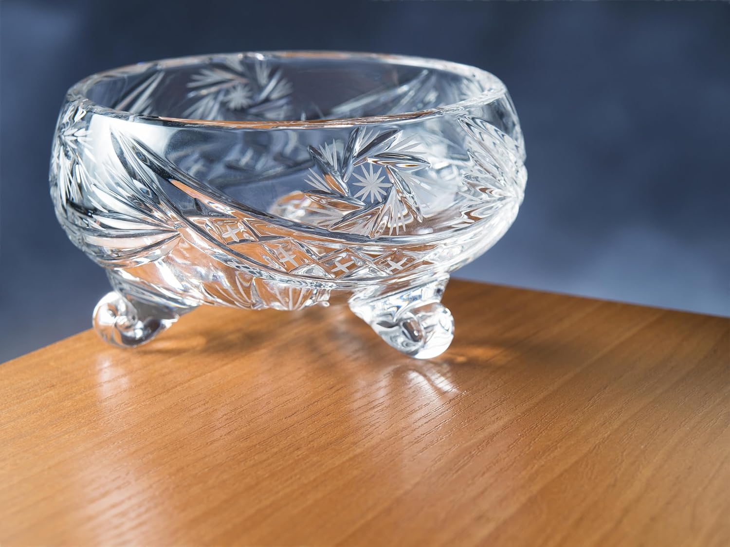 Barski Bowl - Glass - Hand Cut Crystal - Footed - 4" Diameter - for - Candies - Nuts - Chocolate - Small - Made in Europe