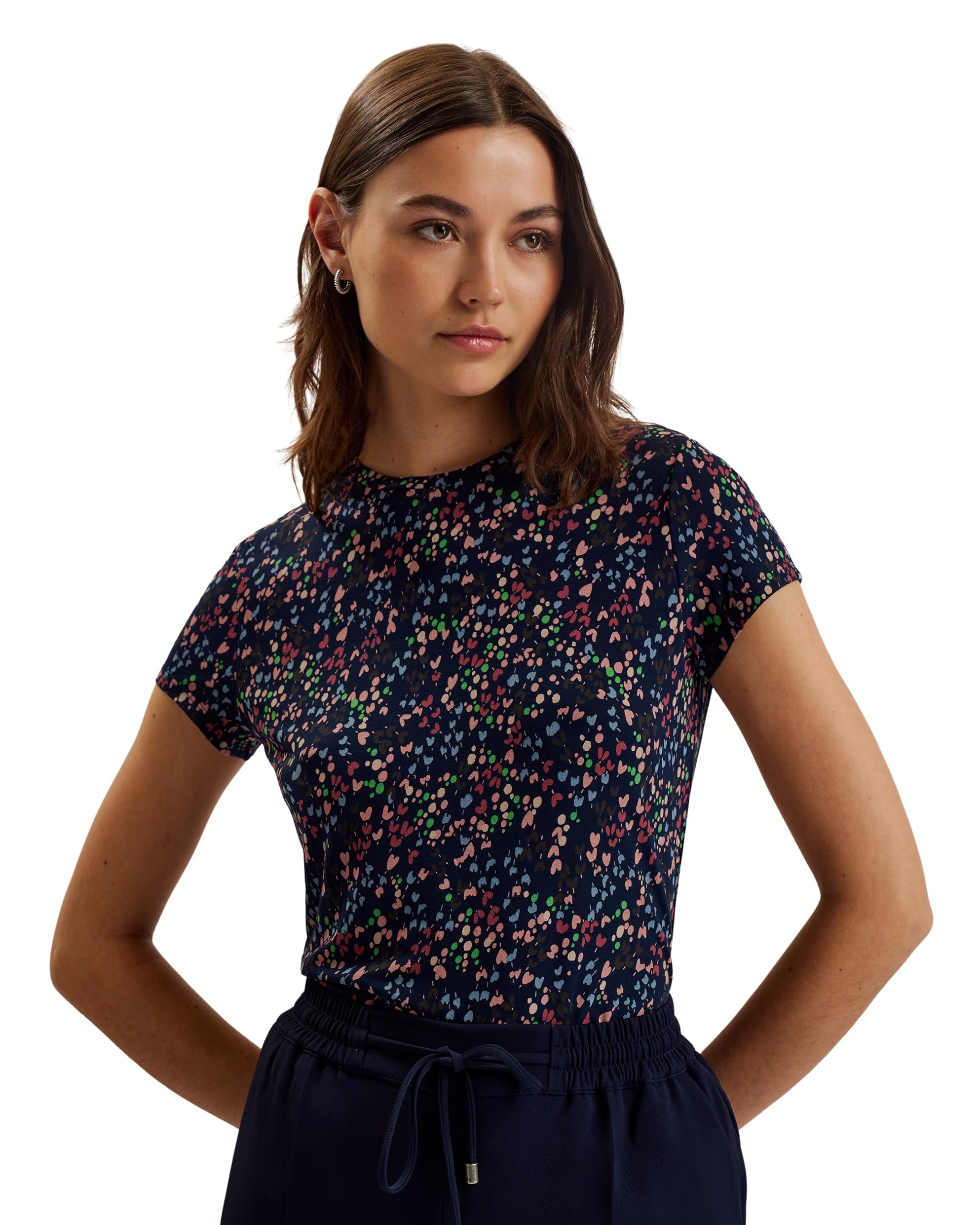 Ted Baker London remanaa-Heart Printed Fitted tee, Navy