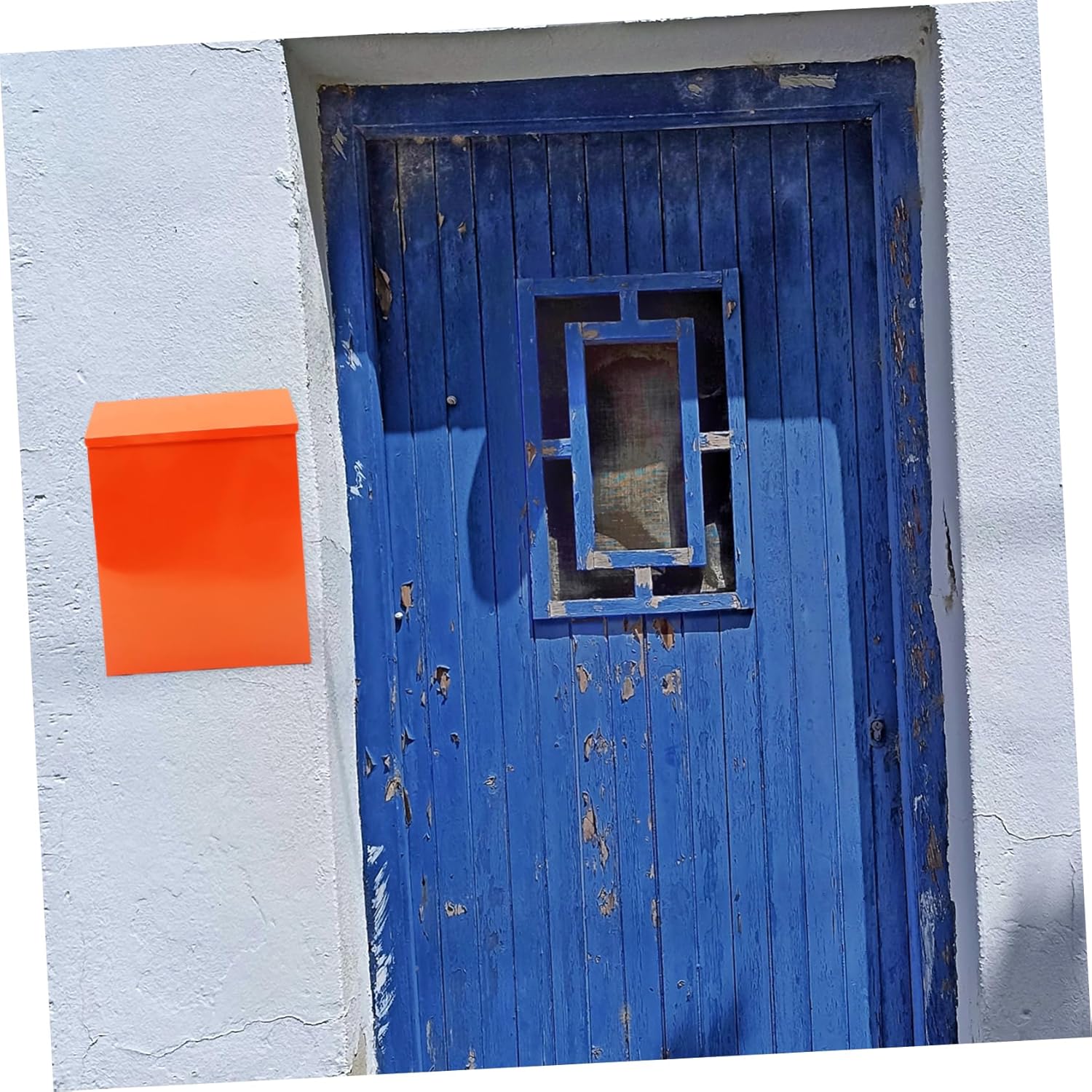 Veemoon Vintage Wall Mount Mailbox with Lock Durable Iron Post Box for Home Office Decorative Orange Design Easy Installation Secure Mail Protection
