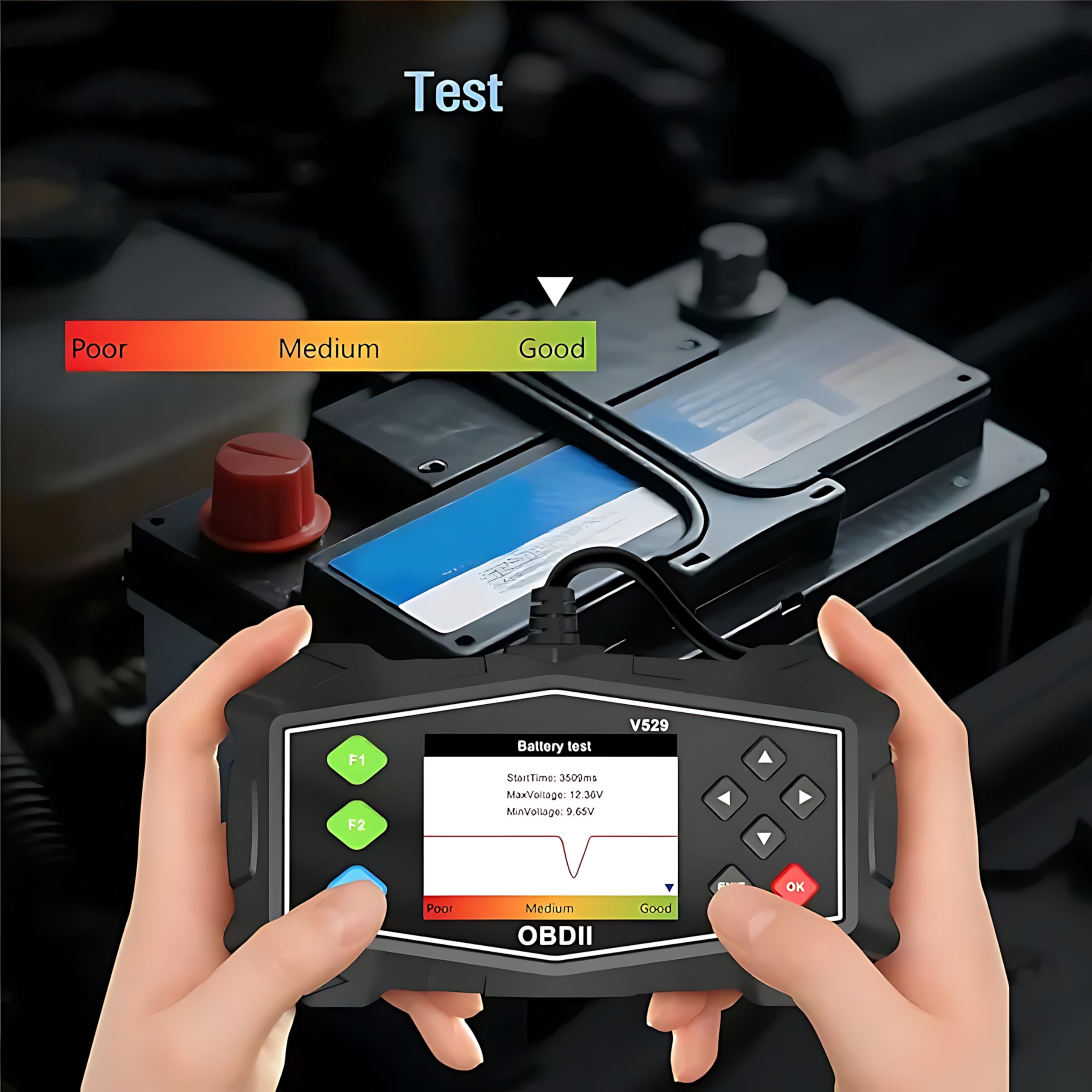 Escáner OBD2 V529 Multimarca, Máquina Diagnosis Coche OBDII/EOBD en Español, Lector Códigos Motor DTC, Borra Fallos, Datos en Vivo, I/M, Sensor O2, EVAP, AutoVIN, Plug & Play Plus.