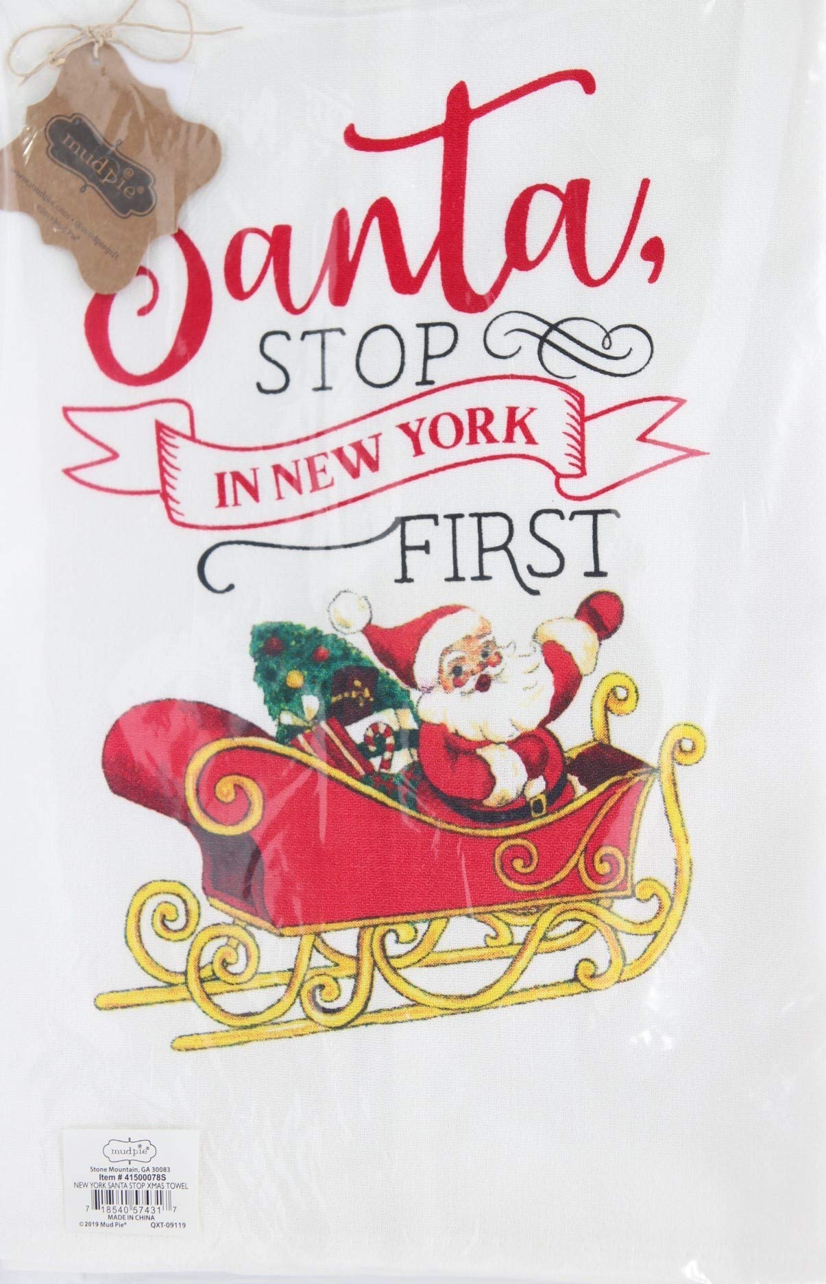 Torchon Mud Pie Santa Stop in New York pour le premier Noël de bébé