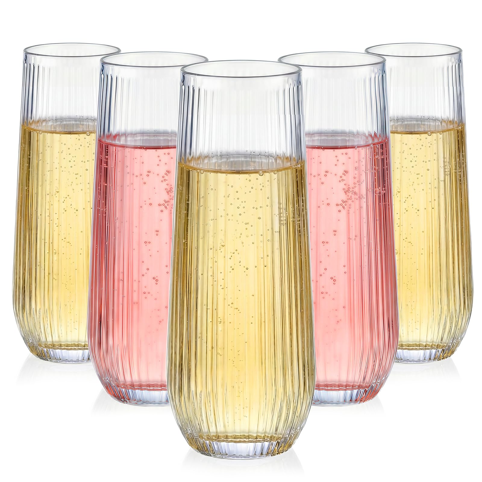 GuanQiao 24 Pack 9oz Stemless Plastic Champagne Flutes