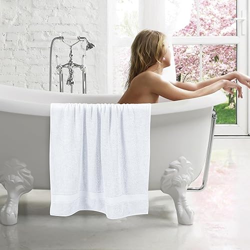 Miniatura 4 de GLAMBURG Juego de 2 toallas de baño extra grandes de algodón de alta calidad de 700 GSM, 100% algodón peinado, 2 toallas de baño de 35 x 70