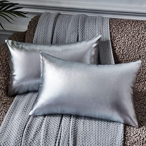 Amazon.com: EUCIOR Modern Metallic Shiny Cushion Cover,Rectangle Throw ...
