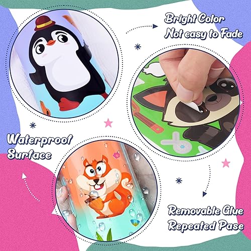 Miniatura 5 de sinceroduct 100 hojas de calcomanías para niños, haz tu propia calcomanía, 20 estilos impermeables para niños, calcomanías de animales para Navidad