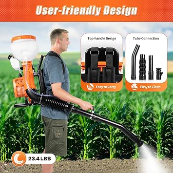 Gas Powered Sprayer, 41.5CC 2.13KW Backpack Gas Fogger Sprayer, 7500RPM 2-Stroke Motor Mister Duster Garden Backpack Blower with Detachable Tubes for Garden Spraying Yard