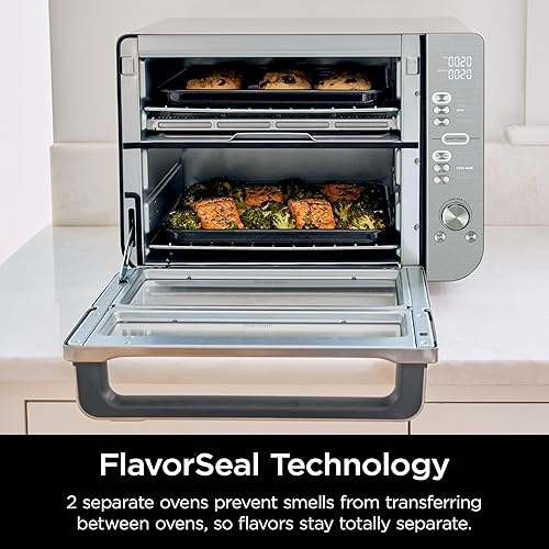 Miniatura 8 de Ninja Horno de encimera doble XL y freidora de aire, 12 en 1, Flexdoor, FlavorSeal, SMART FINISH con tecnología DualZone, horno de encimera,