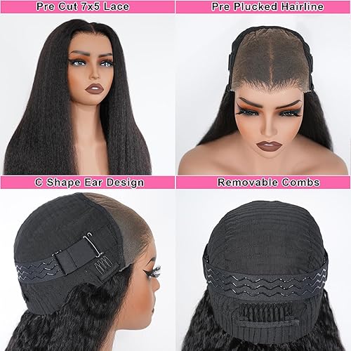 Miniatura 4 de Domiso Wear and Go - Pelucas de cabello humano sin pegamento, precortadas precortadas, lacio, 6 x 4.6 HD, encaje frontal, pelucas de cabello humano