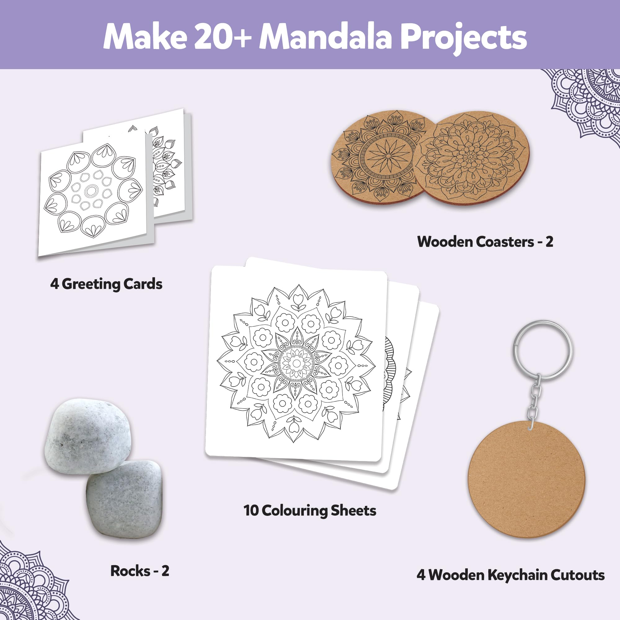 Little Berry Zestaw do malowania Mandala Madhubani, najlepszy zestaw artystyczny z mandalą dla dorosłych, wszechstronny zestaw artystyczny i do majsterkowania dla dziewcząt, ponad 20 projektów