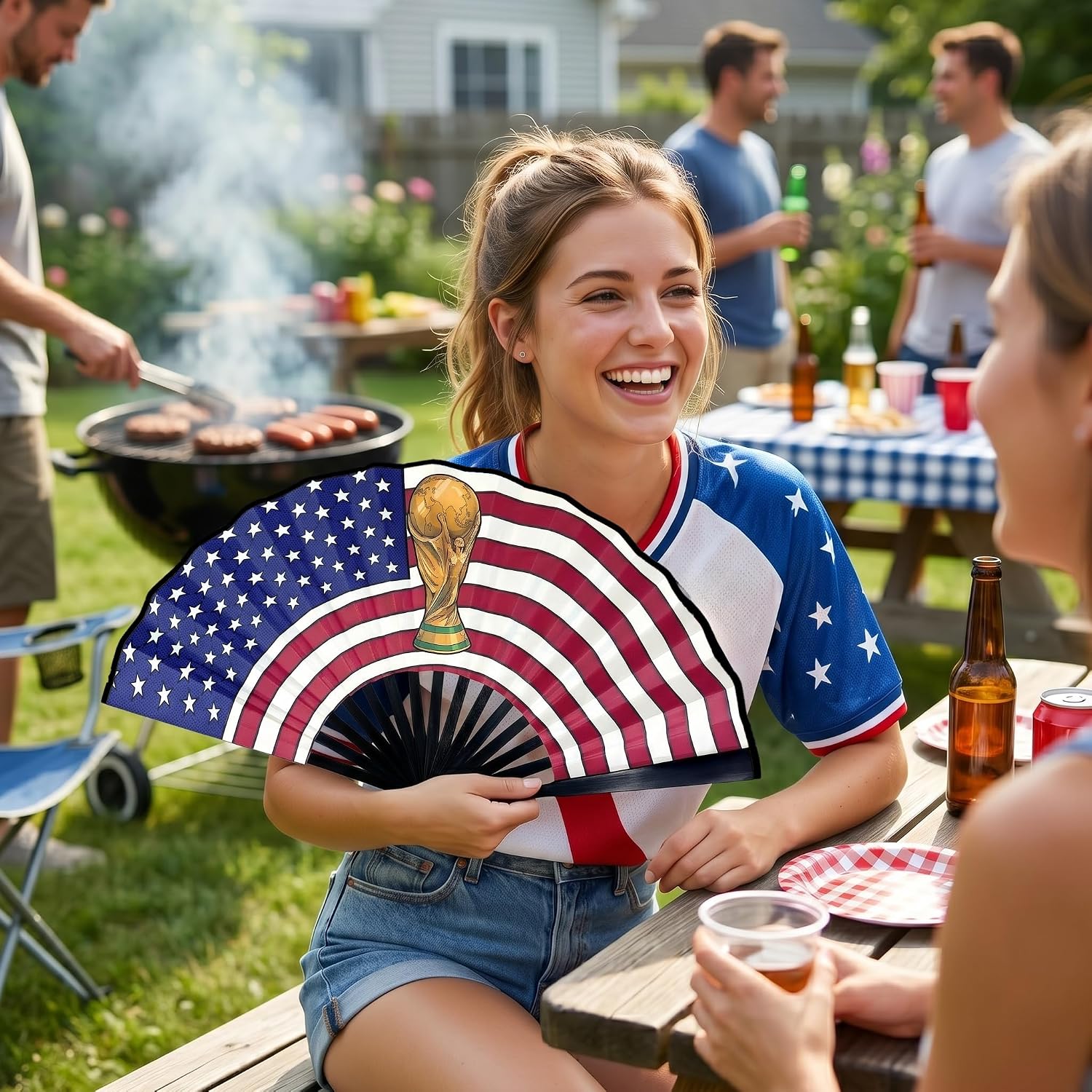 Paper Hand Fans for World Soccer Cup 2026, 13 Inch USA Flag & Trophy Foldable Handheld Fans,Portable Decorative Fan for Sports Events,World Soccer Cup Parties,Home Decor,Cooling,Fan Gift,Photo Props