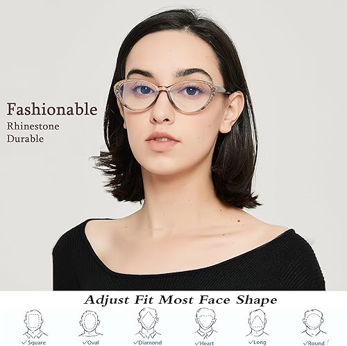 Miniatura 7 de YTDBNS Paquete de 2 lentes de lectura de ojo de gato para mujer, lentes de bloqueo de luz azul, lectores de bisagra fija para mujeres, antifatiga