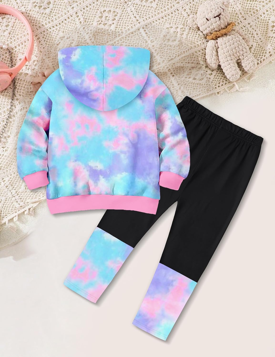 Baby Girl Clothes Long Sleeve Toddler Girls Clothes Tie-Dye Hoodie and Girls Leggings 2 Piece Fall Outfits 12M-4Y - Image 5