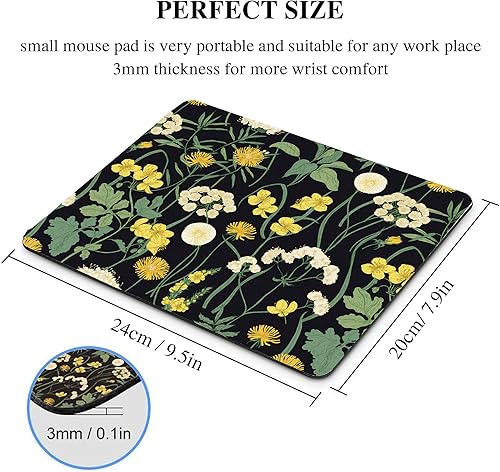 Miniatura 4 de Alfombrilla de mouse de flores, planta de hierbas, rectangular, para computadora de escritorio, computadora, juegos, oficina, pequeño, lindo,