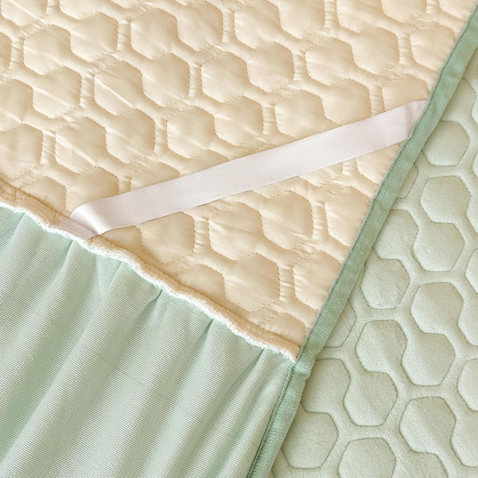 Surwin Drap Housse Doux Jupe de Lit a Volant Couleur Unie (Vert,150x200cm)