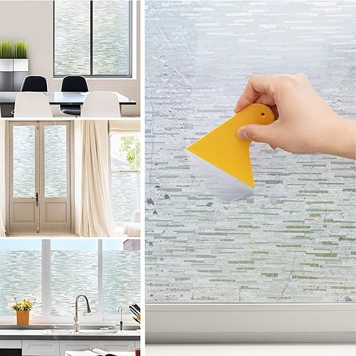 Miniatura 8 de Haton Haton - Película de privacidad para ventana, película de vinilo estático para vidrieras de 17.5 x 78.7 pulgadas, kit de tinte para ventanas de